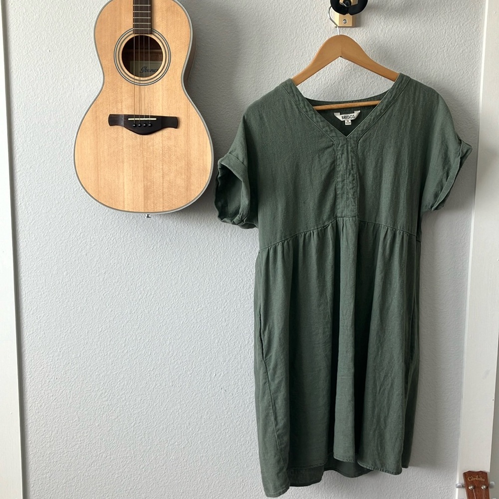 Olive linen dress